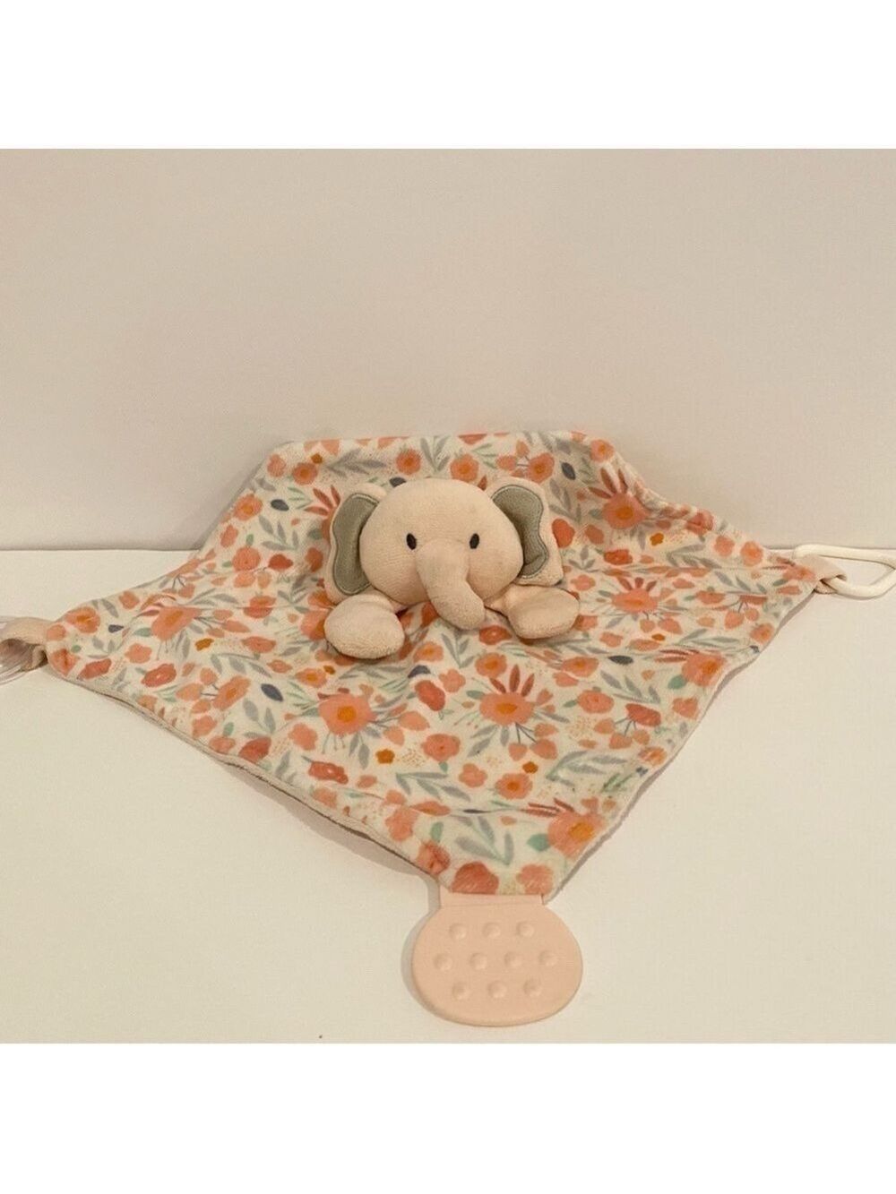 Luxe + Willow Elephant Lovey Floral Baby Security Blanket Sensory Toy